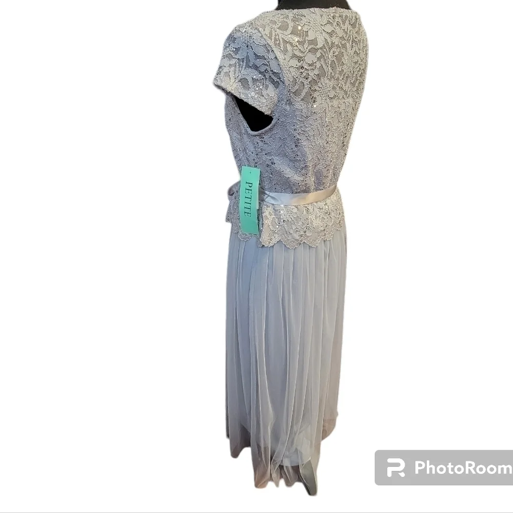 Candalite Petite Long Grey, Formal Dress Polyester, Nylon, Spandex Size PM